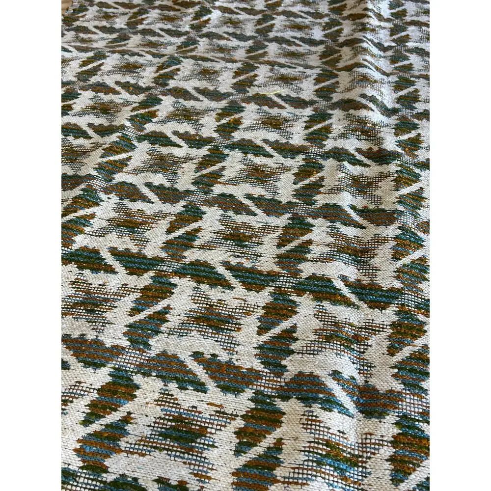 Vtg Tapestry Upholstery Fabric 66x55 Tribal Woven Jacquard Turquoise Brown Cream - Picture 5 of 10